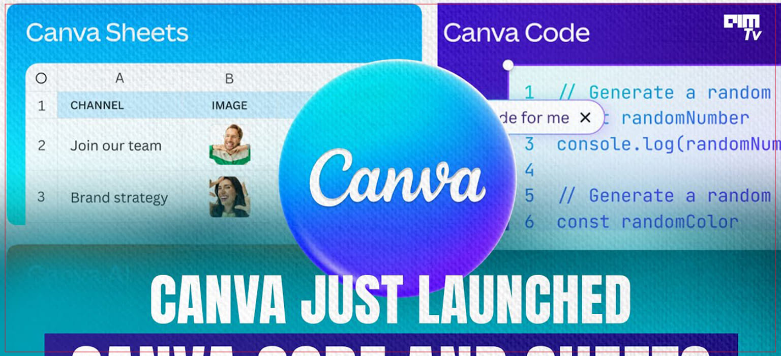 Canva coding and spreadsheet tools in Visual Suite 2.0 interface